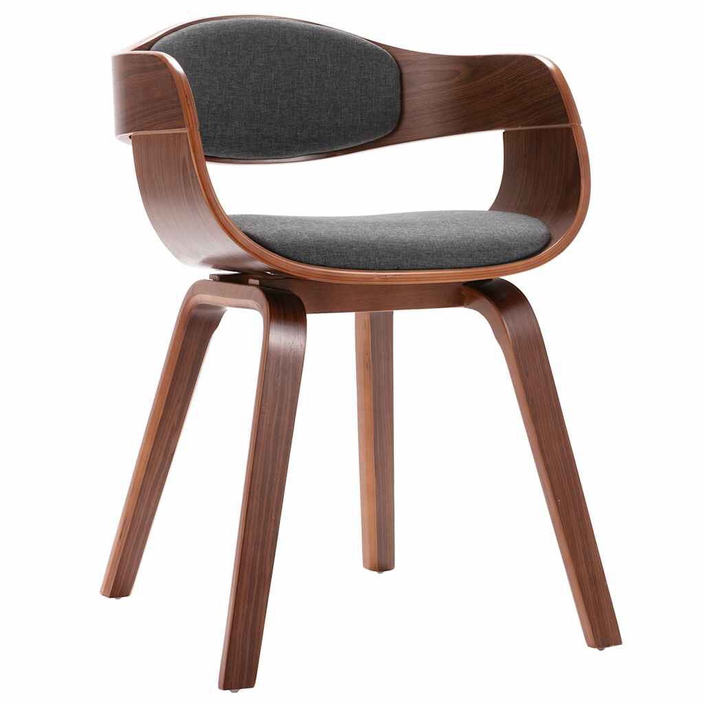 vidaXL Dining Chairs 2 pcs Bent Wood and Grey Fabric