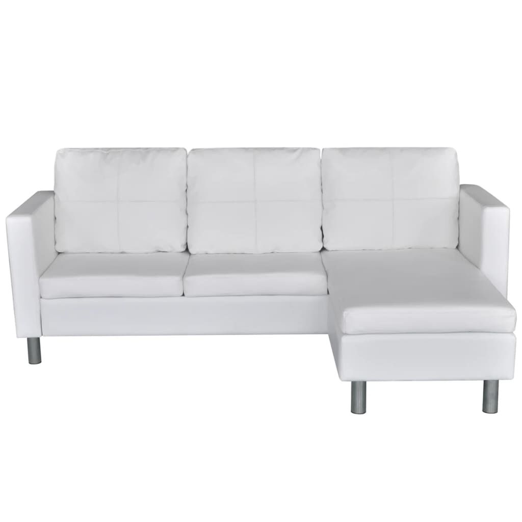 vidaXL Sectional Sofa 3-Seater Artificial Leather White