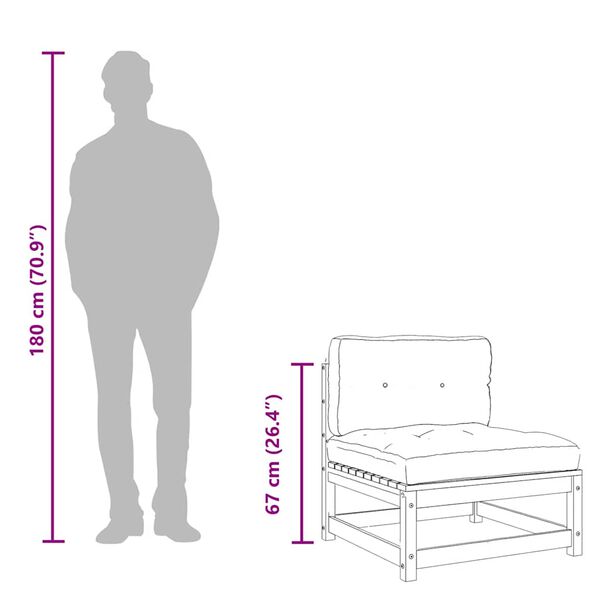 vidaXL Garden Sofa Armless with Cushions Solid Wood Pine