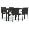 vidaXL 5 Piece Garden Dining Set with Cushions Black Poly Rattan