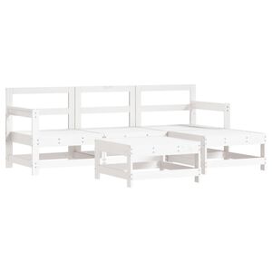 vidaXL 5 Piece Garden Lounge Set White Solid Wood Pine