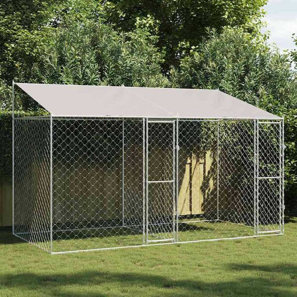 Dog Cage Silver 400 x 200 x 256 cm Galvanised Steel