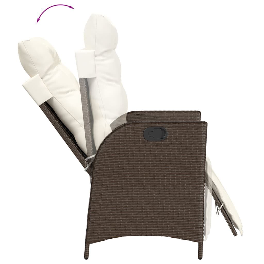 vidaXL 3 Piece Bistro Set with Cushions Brown Poly Rattan