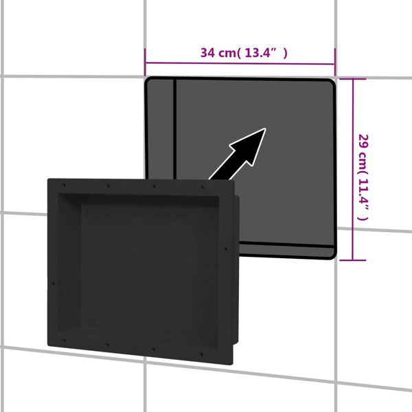 vidaXL Shower Niche Matt Black 41x51x10 cm