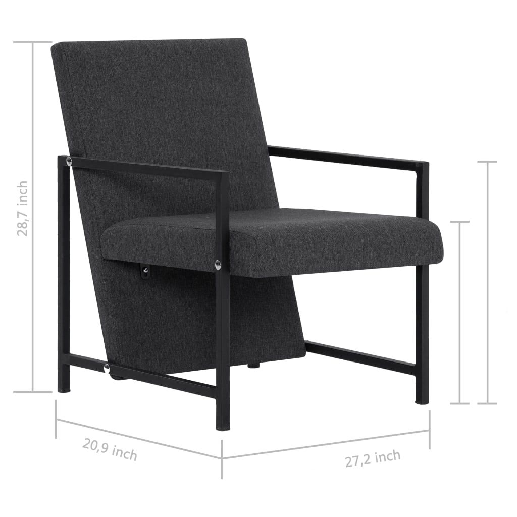 vidaXL Armchair with Chrome Feet Dark Gray Fabric