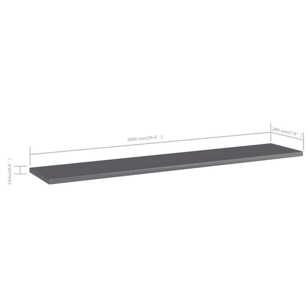 vidaXL Bookshelf Boards 4 pcs High Gloss Grey 100x20x1.5 cm Engineered Wood