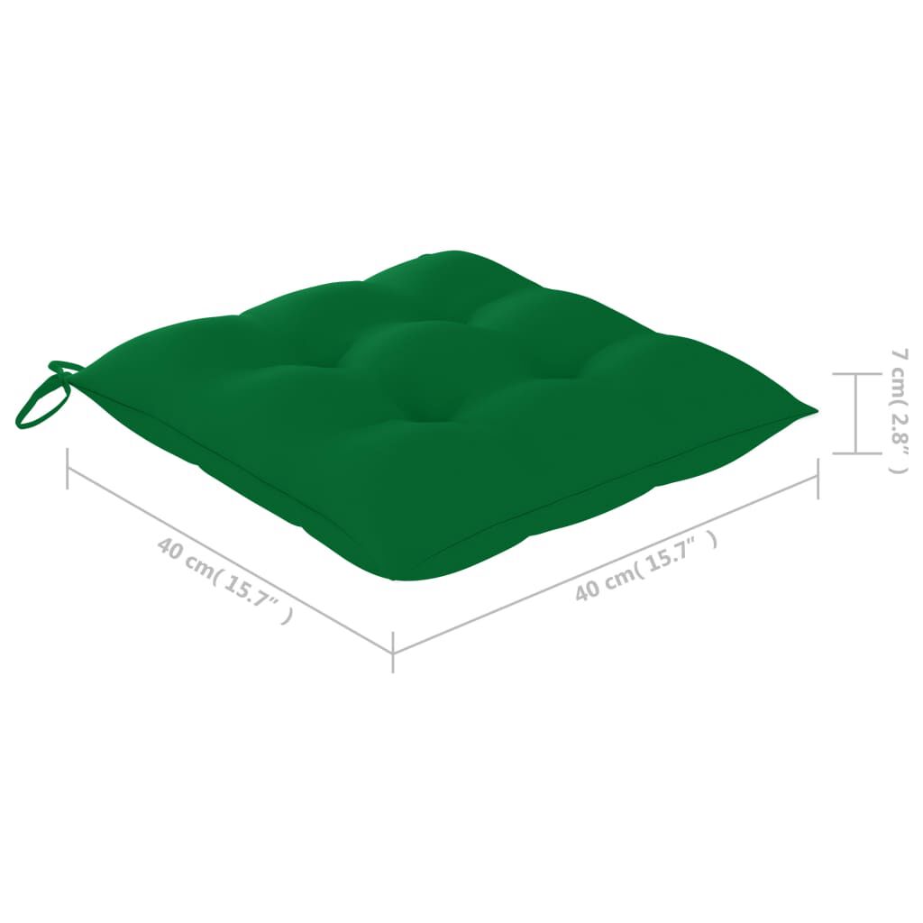 vidaXL Garden Chairs 2 pcs with Green Cushions Solid Teak Wood