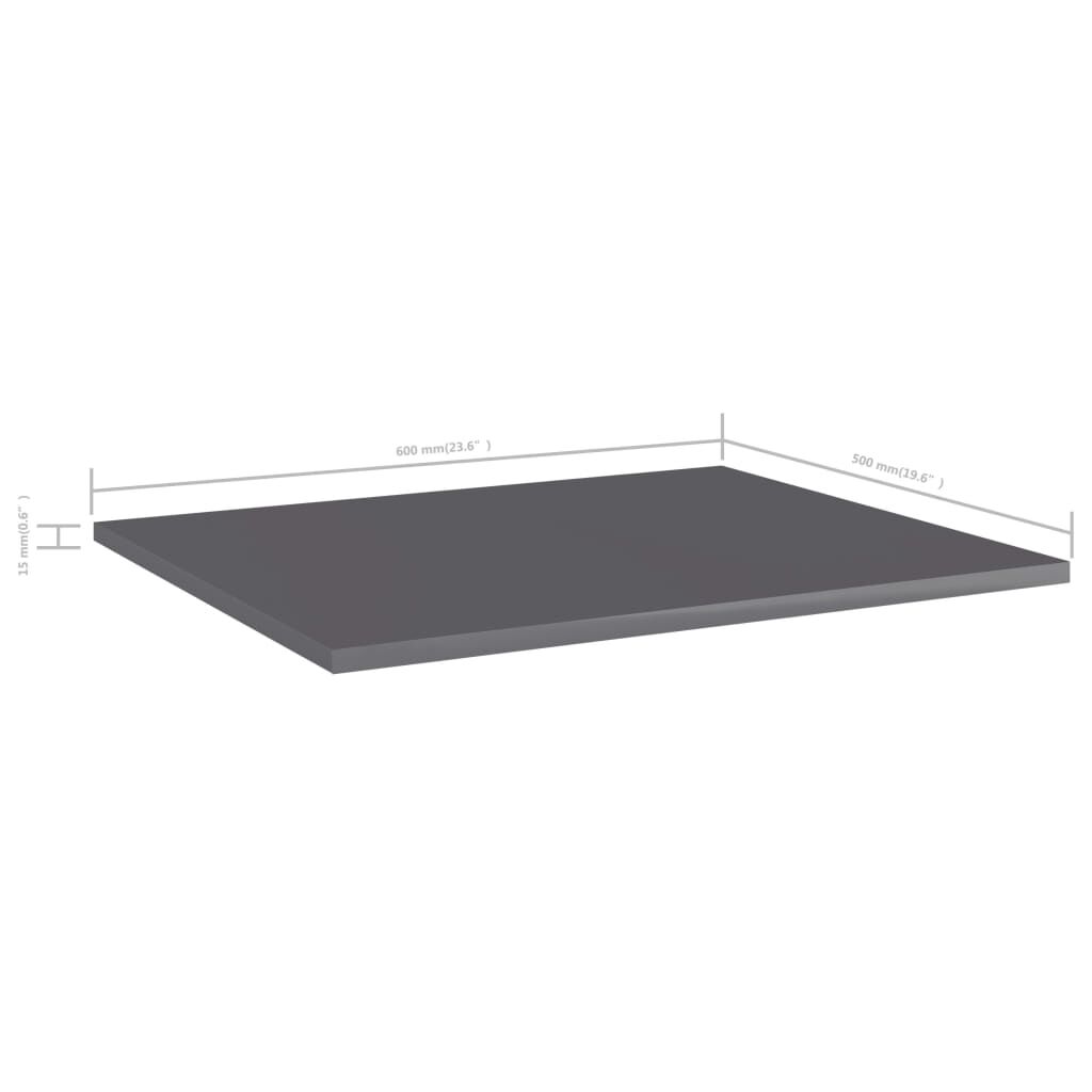 vidaXL Bookshelf Boards 4 pcs High Gloss Grey 60x50x1.5 cm Engineered Wood