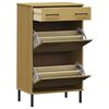 vidaXL Shoe Rack with Metal Legs Brown Solid Wood Pine OSLO