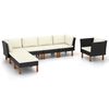 vidaXL 7 Piece Garden Lounge Set Poly Rattan and Eucalyptus Wood Black