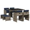 vidaXL 11 Piece Garden Dining Set with Cushions Grey Poly Rattan
