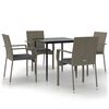 vidaXL 5 Piece Garden Dining Set with Cushions Black&Grey Poly Rattan