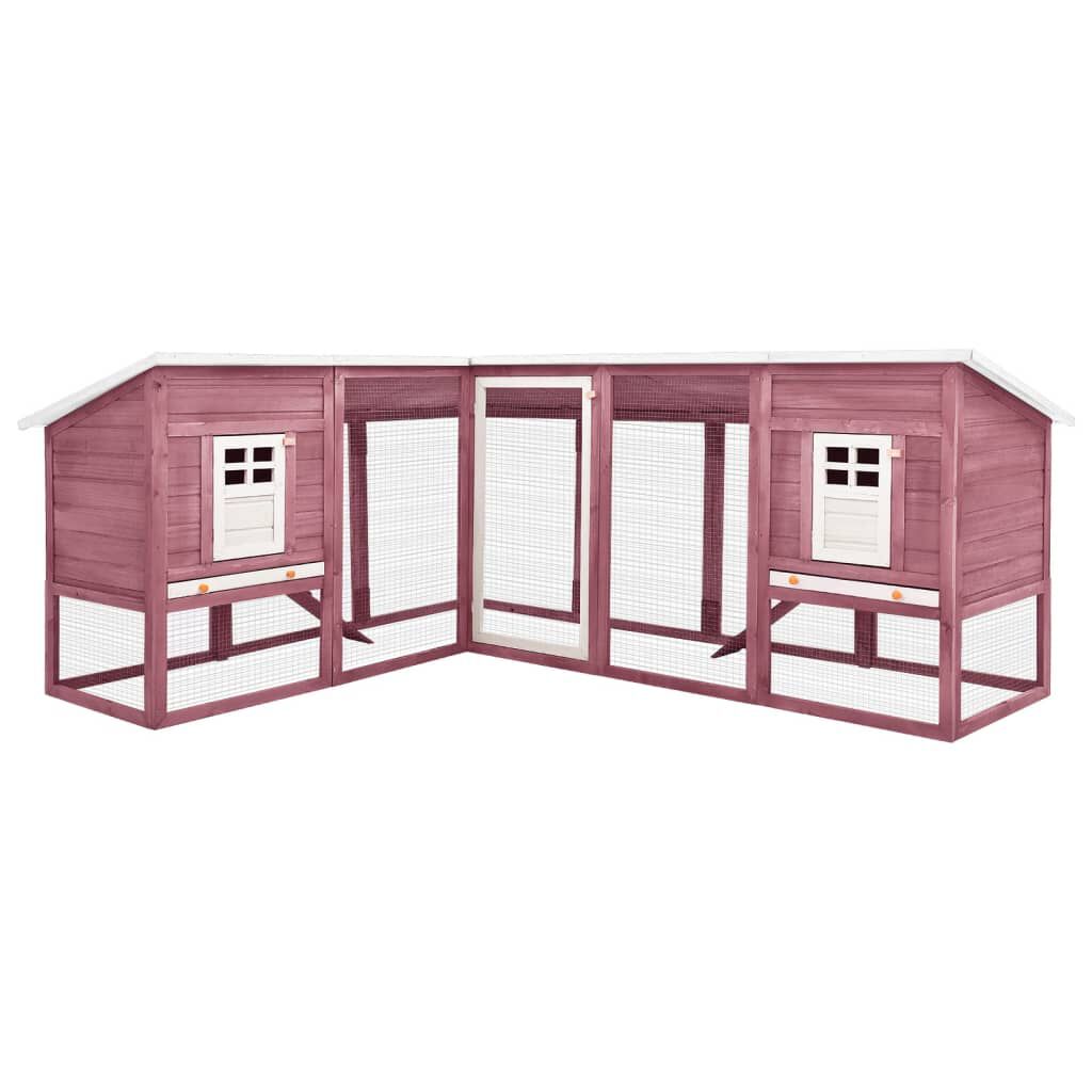 vidaXL Outdoor Rabbit Hutch with Run Mocca and White Solid Fir Wood