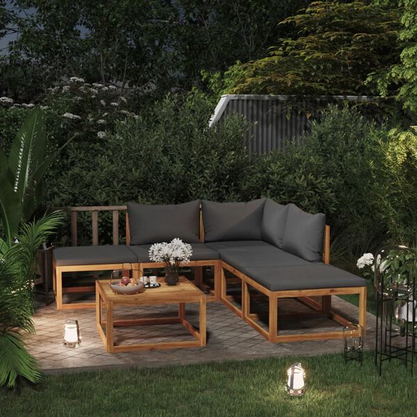 vidaXL 6 Piece Garden Lounge Set with Cushions Solid Acacia Wood