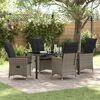 vidaXL Garden Dining Set with Cushion 5 pcs Grey Poly Rattan