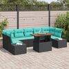 vidaXL Garden Dining Set with Cushion 8 pcs Black and Teal
