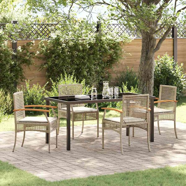 vidaXL Garden Dining Set 5 pcs Beige Poly Rattan