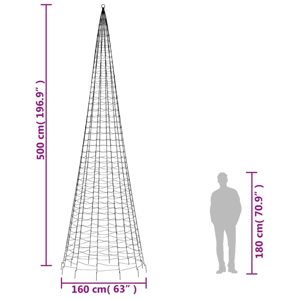 vidaXL Christmas Tree Light on Flagpole 1534 LEDs Cold White 500 cm