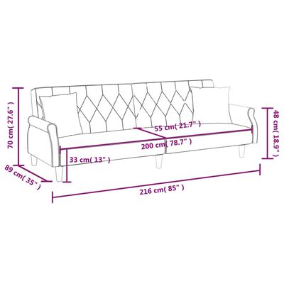 vidaXL Sofa Bed with Armrests Light Grey Velvet