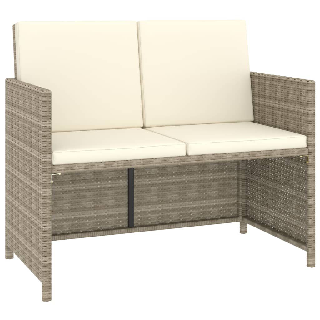 vidaXL 6 Piece Outdoor Dining Set with Cushions Poly Rattan Beige