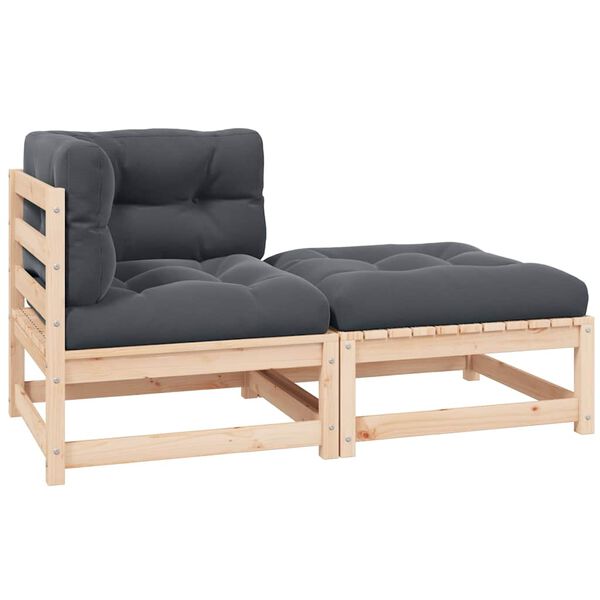 vidaXL 2 Piece Garden Lounge Set with Cushions Solid Pinewood