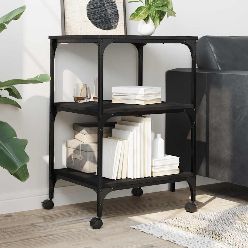 vidaXL Printer Stand 3-Tier Black 50x41x75 cm Engineered Wood