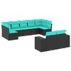 vidaXL 9 Piece Garden Sofa Set with Cushions Black Poly Rattan