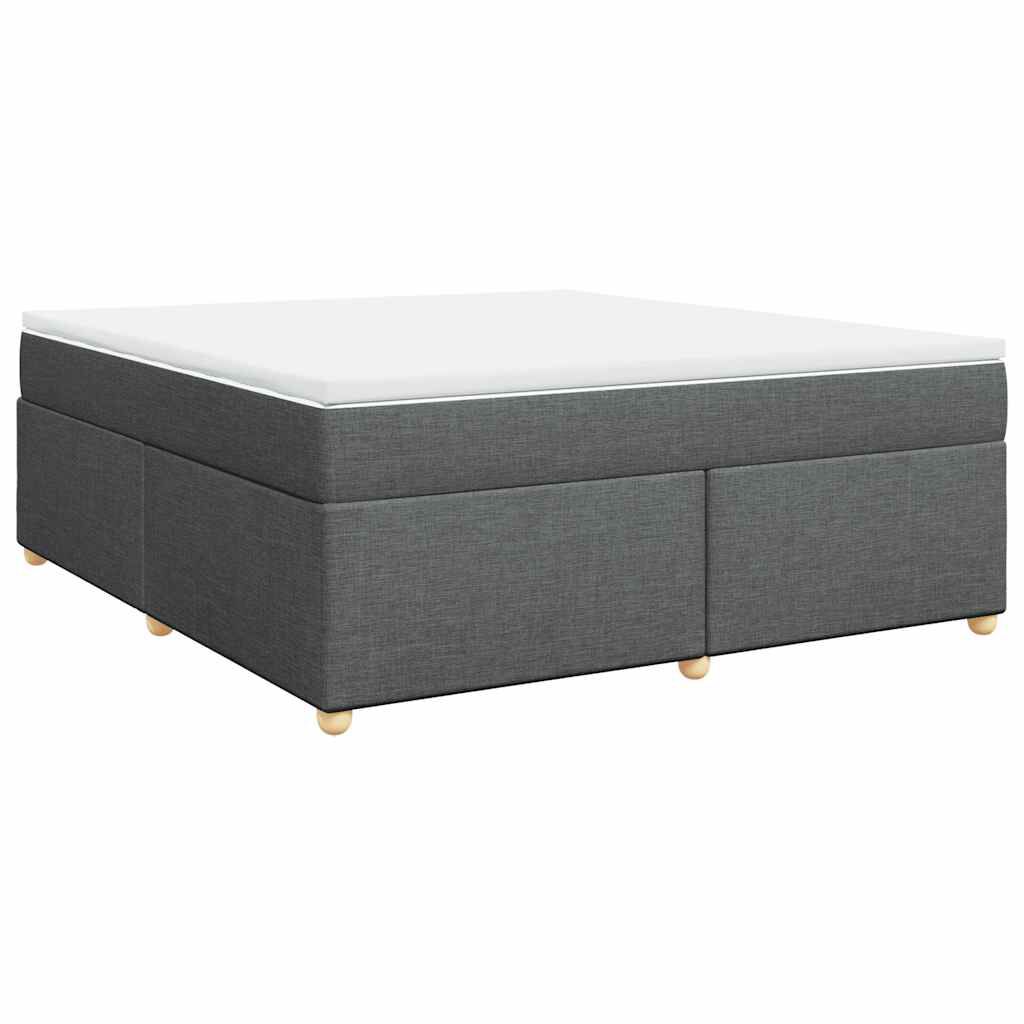 vidaXL Box Spring Bed with Mattress Dark Grey California King Fabric