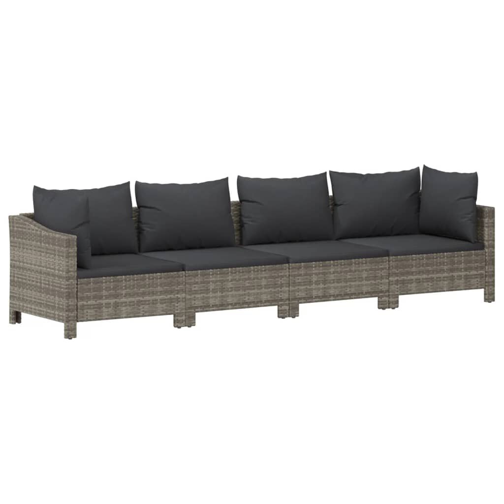 vidaXL 10 Piece Garden Lounge Set with Cushions Grey Poly Rattan
