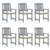 vidaXL Garden Chairs with Cushions 6 pcs Solid Acacia Wood Grey