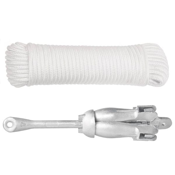 vidaXL Folding Anchor with Rope Silver 6 kg Hot Dip Galvanized Cast Iron