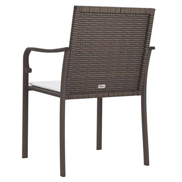vidaXL Garden Chairs with Cushions 4 pcs Brown 56x59x84 cm Poly Rattan