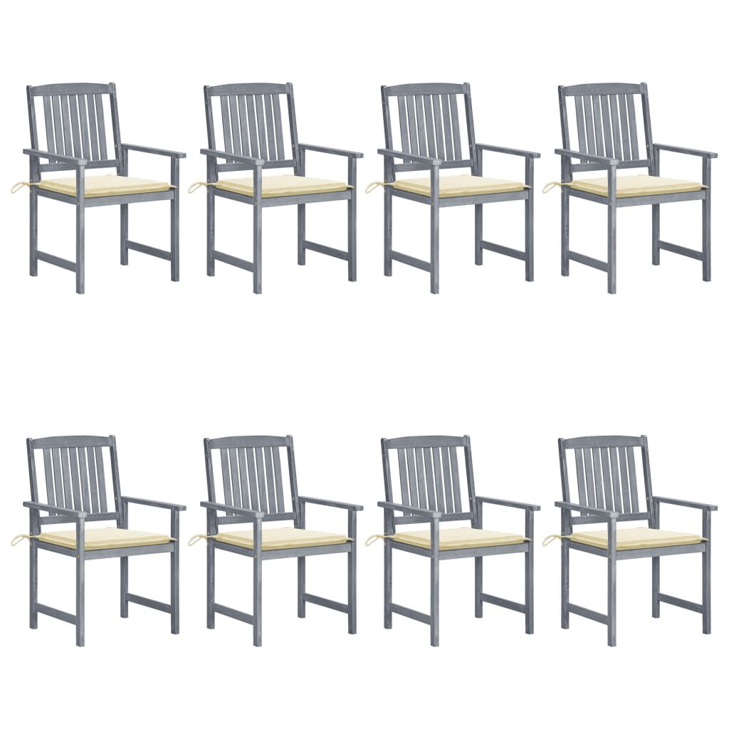 vidaXL Garden Chairs with Cushions 8 pcs Solid Acacia Wood Grey