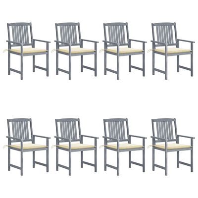 vidaXL Garden Chairs with Cushions 8 pcs Solid Acacia Wood Grey