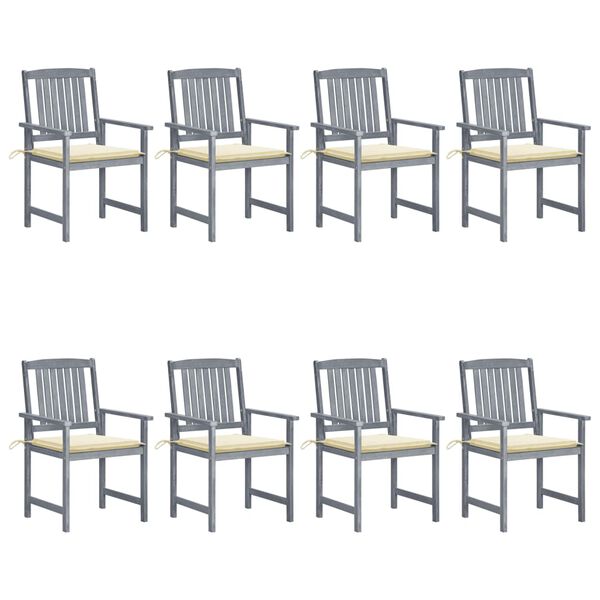 vidaXL Garden Chairs with Cushions 8 pcs Solid Acacia Wood Grey