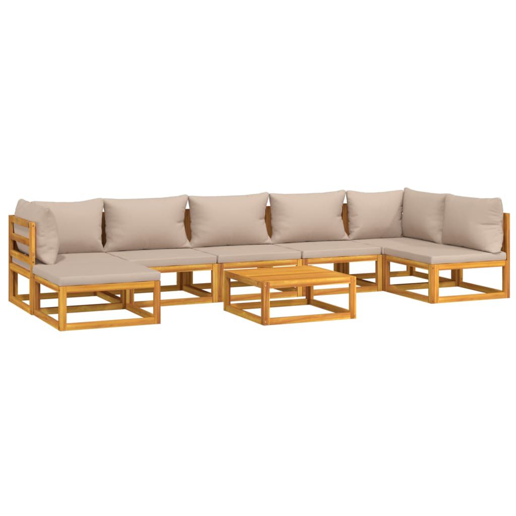vidaXL 8 Piece Garden Lounge Set with Taupe Cushions Solid Wood