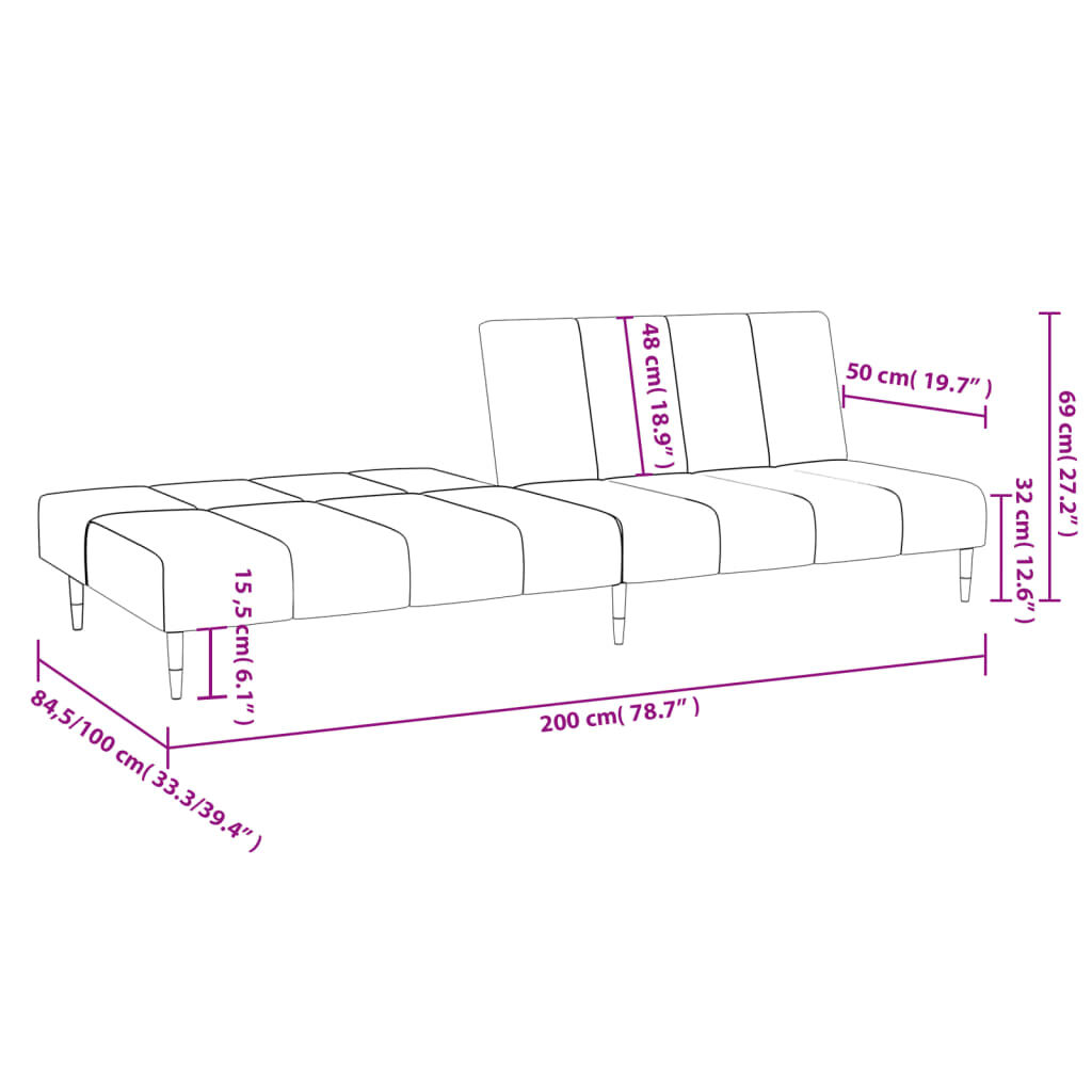 vidaXL 2-Seater Sofa Bed Dark Grey Velvet