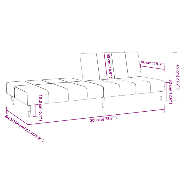 vidaXL 2-Seater Sofa Bed Dark Grey Velvet