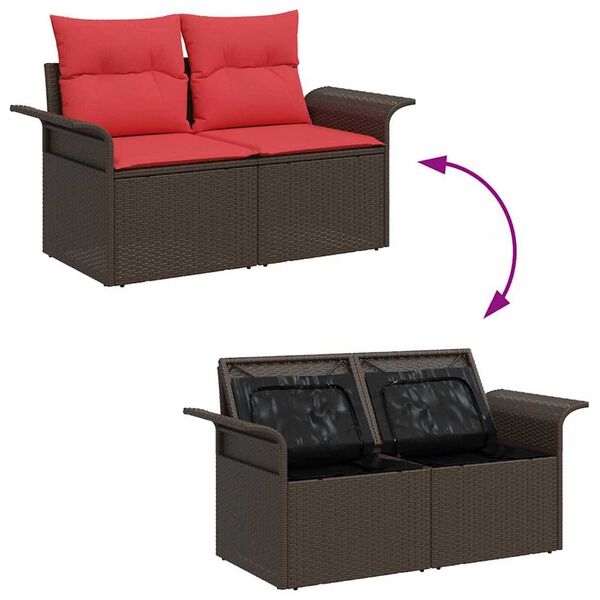 vidaXL Garden Sofa with Cushion Brown 141 x 62 x 69cm Poly Rattan