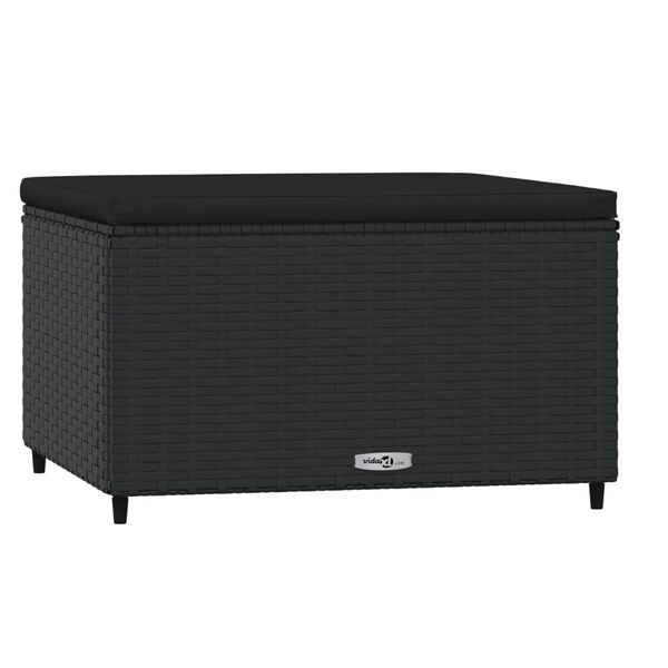 vidaXL Garden Footrests with Cushions 2 pcs Black Poly Rattan