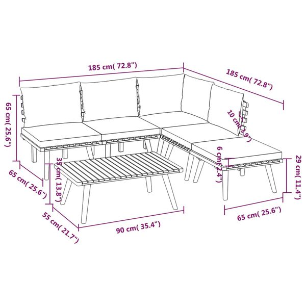 vidaXL 6 Piece Garden Lounge Set with Cushions Solid Wood Acacia