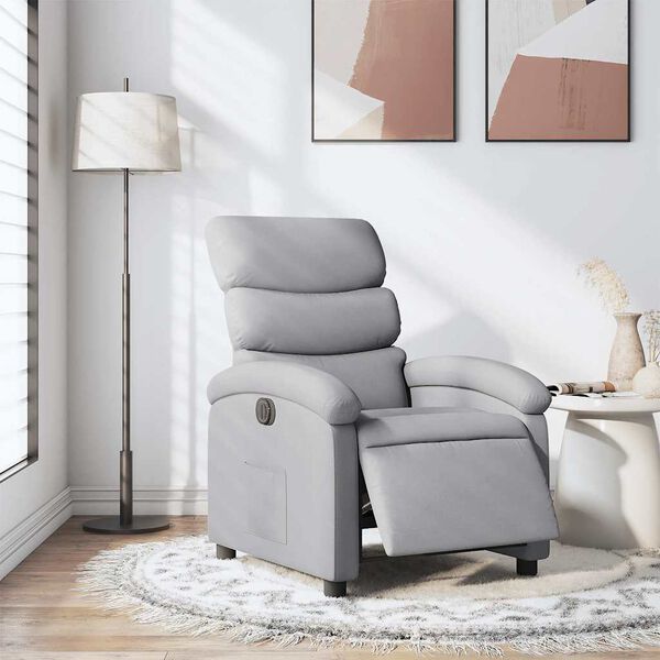 vidaXL Electric Recliner Chair Light Grey Fabric