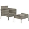 vidaXL 2 Piece Garden Lounge Set with Cushions Grey Poly Rattan