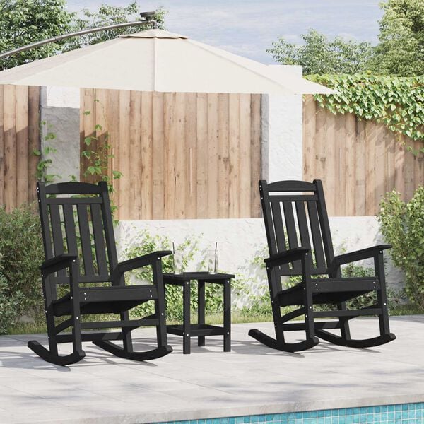 vidaXL Garden Rocking Chairs 2 pcs Black 70x92x107.5 cm HDPE