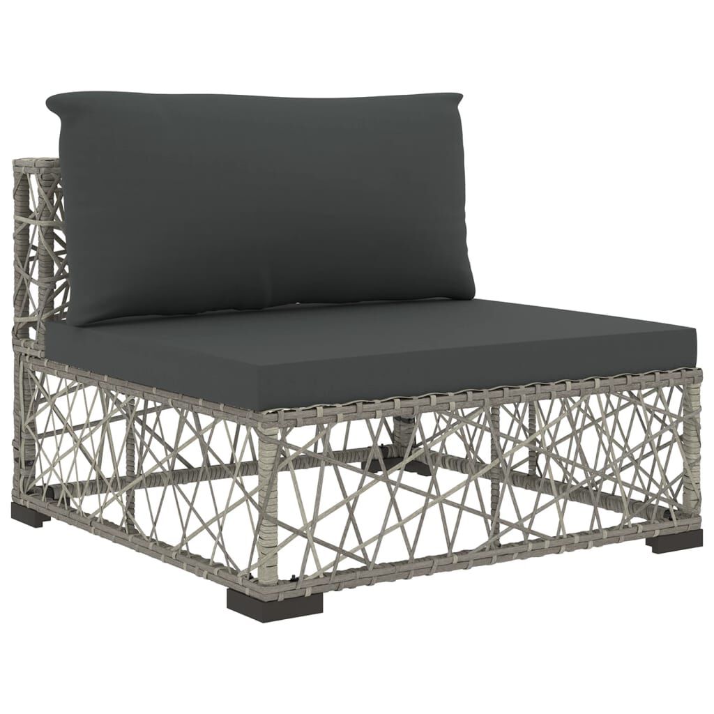 vidaXL 10 Piece Garden Lounge Set with Cushions Poly Rattan Grey