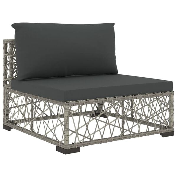 vidaXL 10 Piece Garden Lounge Set with Cushions Poly Rattan Grey
