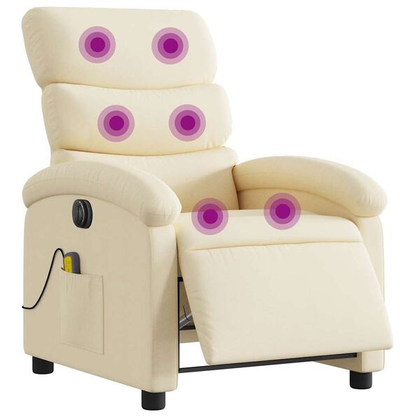 vidaXL Electric Massage Recliner Chair Cream Fabric