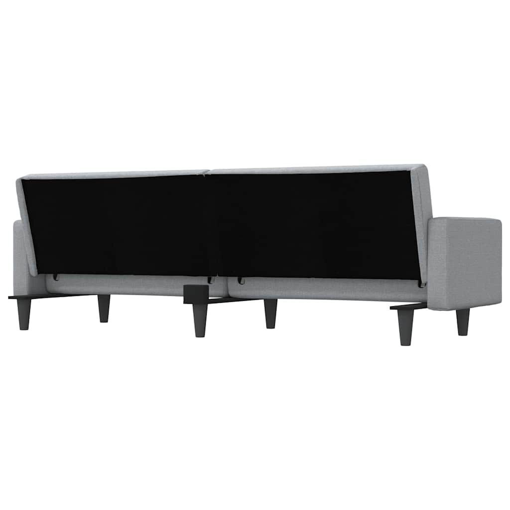 vidaXL Sofa Bed with Cushions Light Grey Fabric