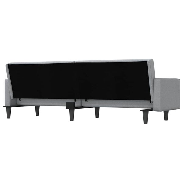 vidaXL Sofa Bed with Cushions Light Grey Fabric