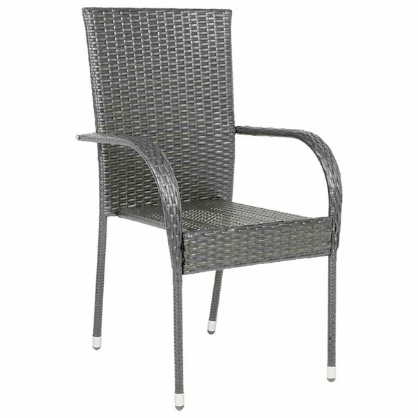 vidaXL Stackable Outdoor Chairs 6 pcs Grey Poly Rattan